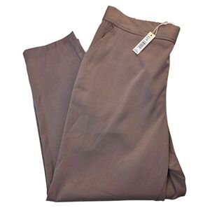 NWT Max Studio‎ Pants 1X Mocha Pull On Elastic Waist Straight Leg Stretch Office